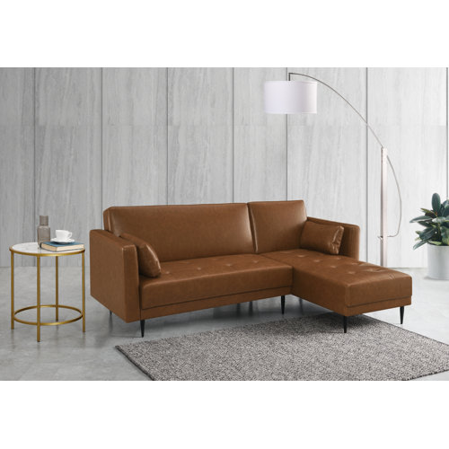 17 Stories Kishanna Vegan Leather Corner Sofa Chaise Wayfair.co.uk